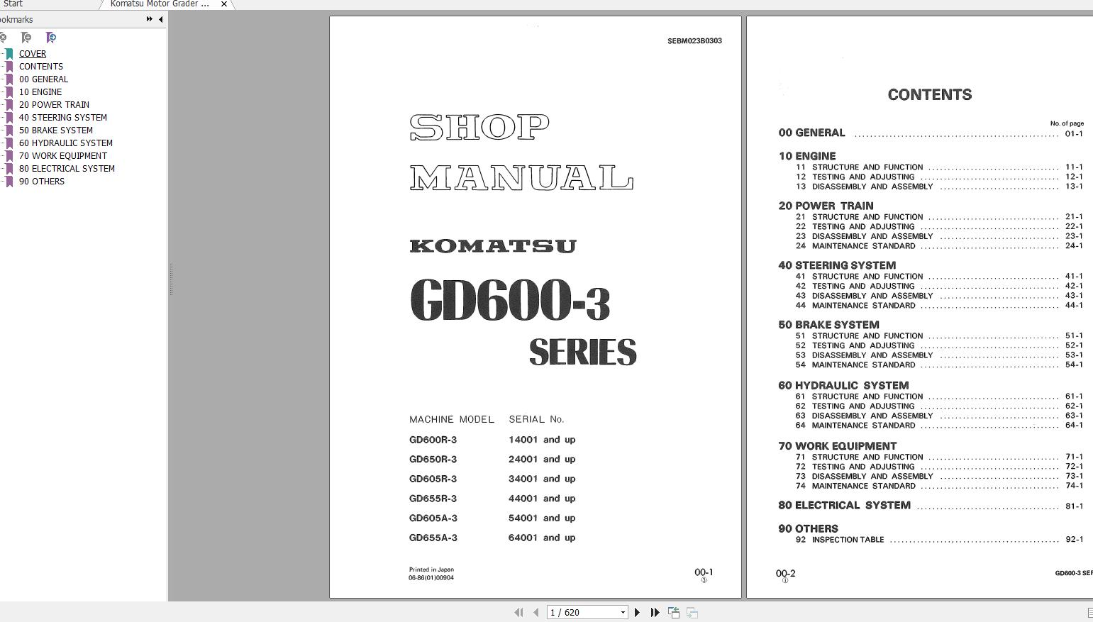 Komatsu Motor Grader GD600 3 Series Shop Manual SEBM023B0303 1