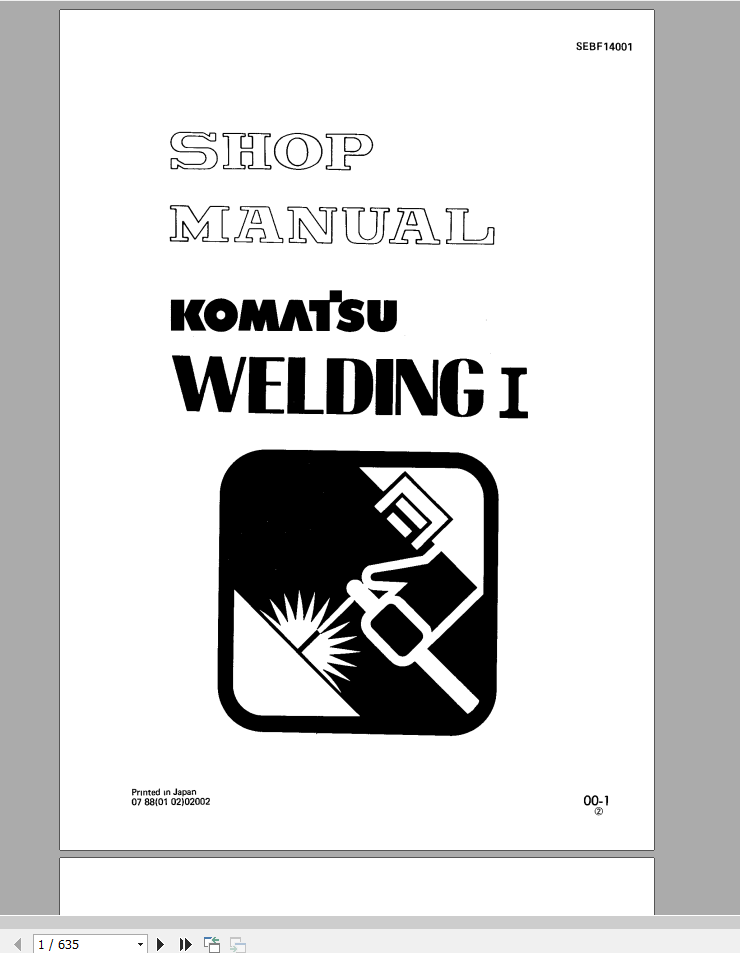 Komatsu Welding I Shop Manual SEBF14001 1