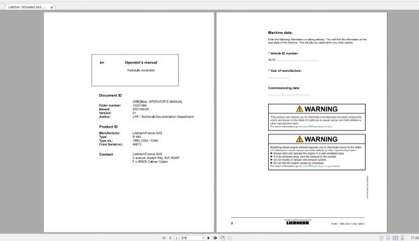 Liebherr Heavy Equipment Full Models Updated 03.2021 Operators Manuals 2
