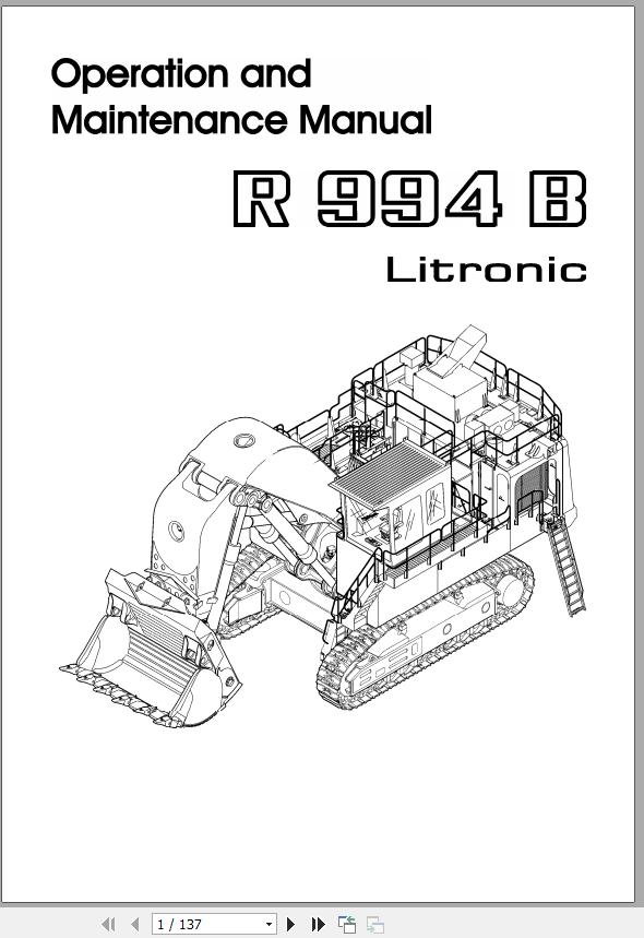 Liebherr R994B Litronic Operation Maintenance Manual 1