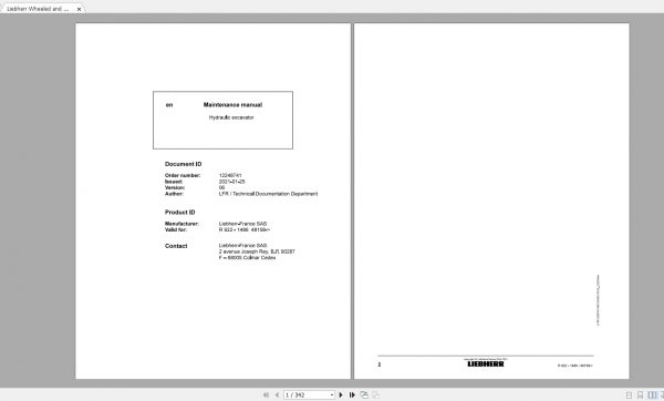 Liebherr Wheeled and Crawler Excavators Updated 03.2021 Maintenance Manuals PDF 2