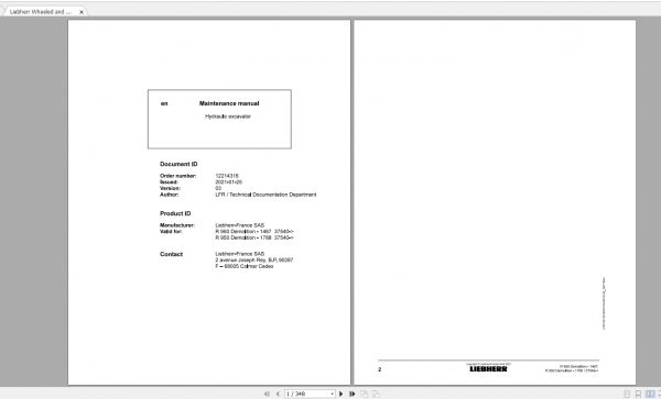Liebherr Wheeled and Crawler Excavators Updated 03.2021 Maintenance Manuals PDF 4