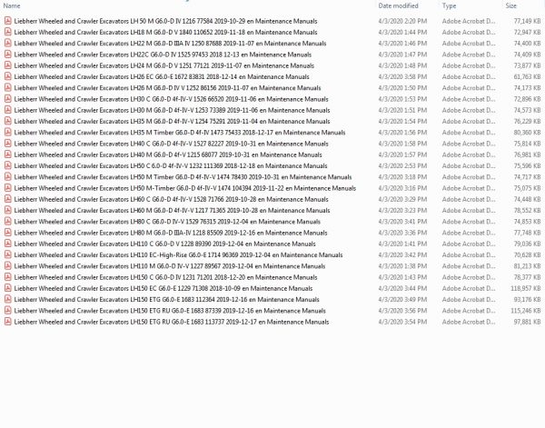 Liebherr Wheeled and Crawler Excavators Updated 03.2021 Maintenance Manuals PDF 6