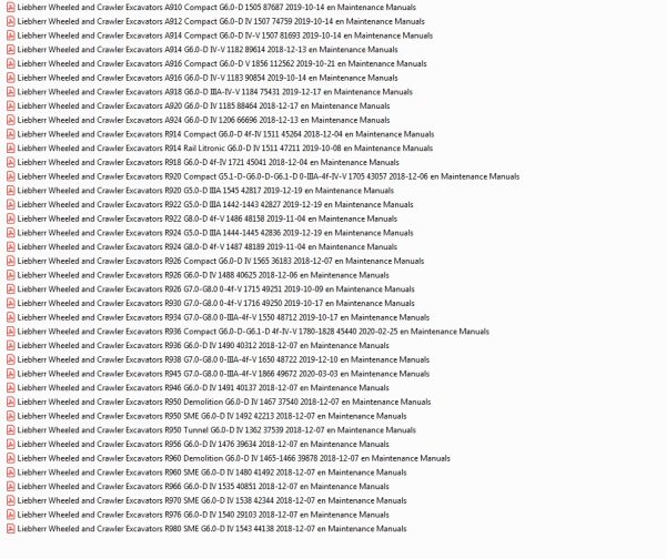 Liebherr Wheeled and Crawler Excavators Updated 03.2021 Maintenance Manuals PDF 8