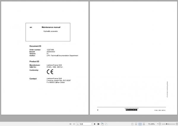 Liebherr Wheeled and Crawler Excavators Updated 03.2021 Maintenance Manuals PDF 9