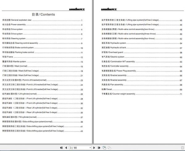 Lonking Forklift LG30BG LG35BG Parts Manual 1