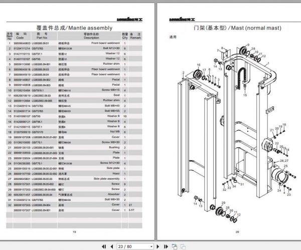 Lonking Forklift LG30BG LG35BG Parts Manual 2
