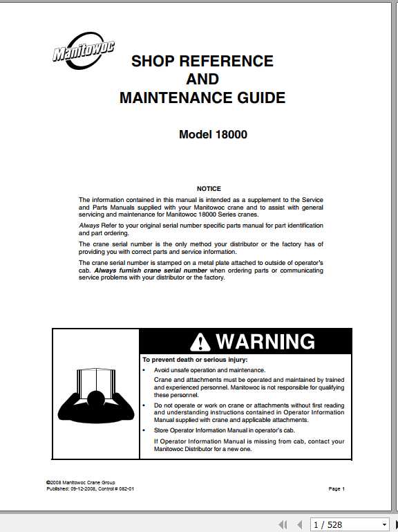 Manitowoc Grove Cranes 18000 Maintenance Manual 1