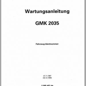 Manitowoc Grove Cranes GMK 2035 Maintenance Manuals DE 1