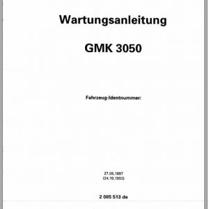 Manitowoc Grove Cranes GMK 3050 Maintenance Manuals DE 1