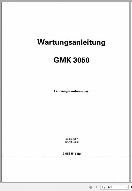 Manitowoc Grove Cranes GMK 3050 Maintenance Manuals DE 1