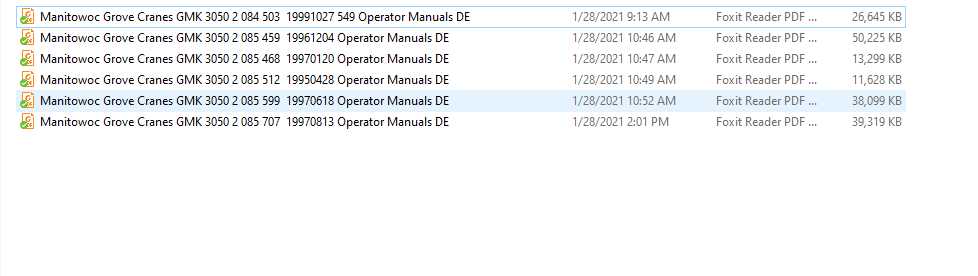 Manitowoc Grove Cranes GMK 3050 Operator Manuals DE 1