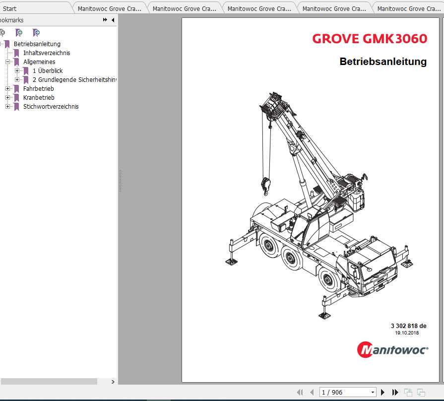 Manitowoc Grove Cranes GMK 3060 Operator Manuals DE 1