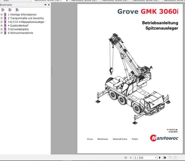 Manitowoc Grove Cranes GMK 3060I Operator Manuals DE 2