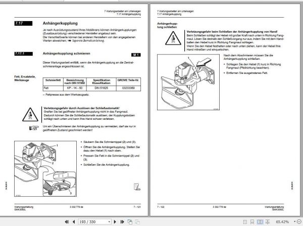 Manitowoc Grove Cranes GMK 3060L Maintenance Manuals DE 2