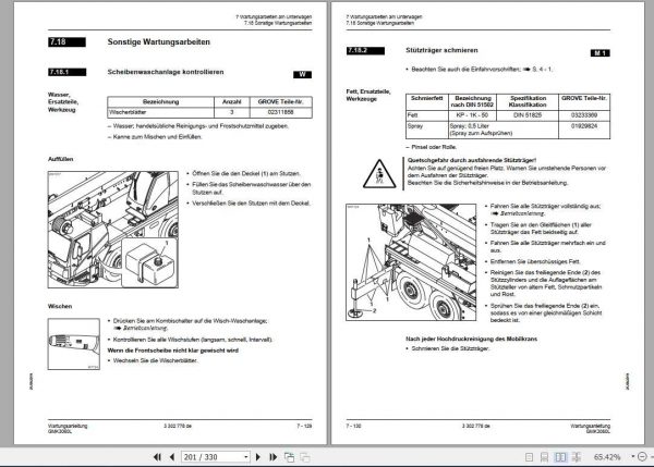 Manitowoc Grove Cranes GMK 3060L Maintenance Manuals DE 3