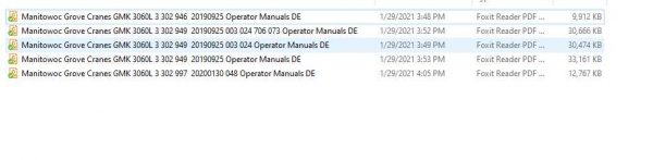Manitowoc Grove Cranes GMK 3060L Operator Manuals DE 1