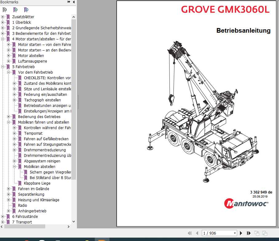 Manitowoc Grove Cranes GMK 3060L Operator Manuals DE 2