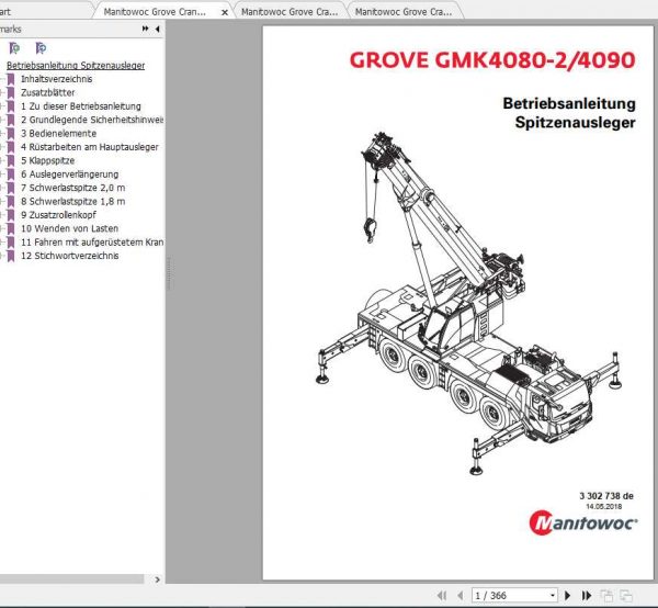 Manitowoc Grove Cranes GMK 4080 2 4090 Operator Manuals DE 1