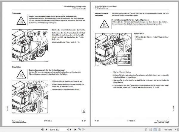 Manitowoc Grove Cranes GMK 4100 4100 L Maintenance Manuals DE 3