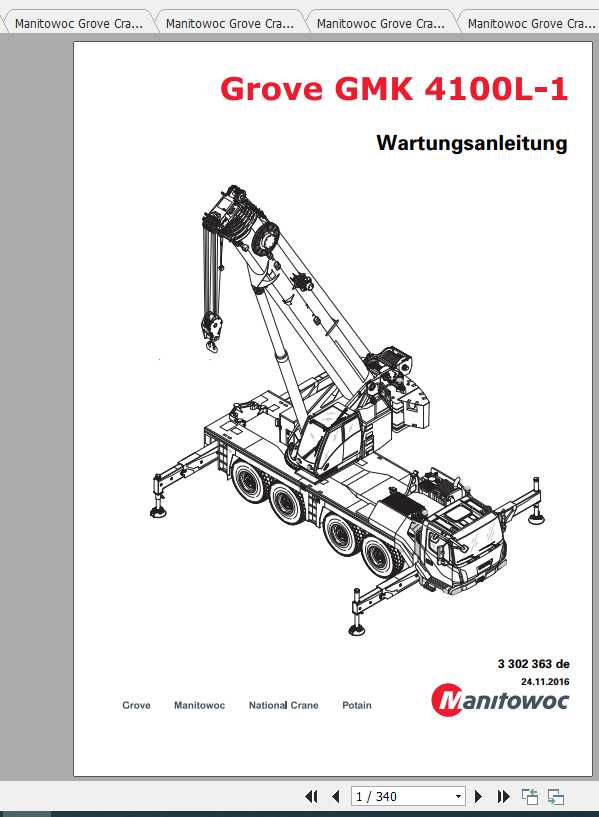 Manitowoc Grove Cranes GMK 4100L 1 Maintenance Manuals DE 2