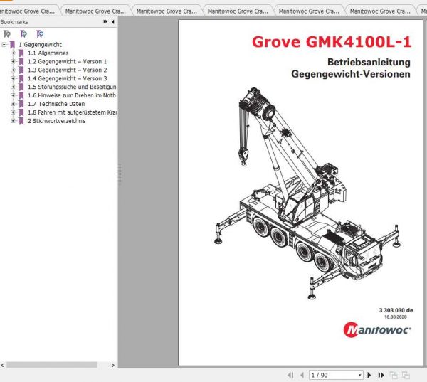 Manitowoc Grove Cranes GMK 4100L 1 Operator Manuals DE 2