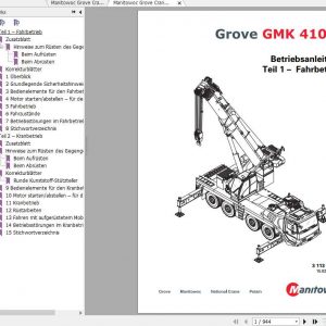 Manitowoc Grove Cranes GMK 4100L Operator Manuals DE 1 1