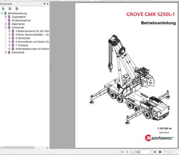 Manitowoc Grove Cranes GMK 5050L 1 Operator Manuals DE 1