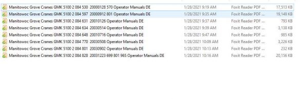 Manitowoc Grove Cranes GMK 5100 Operator Manuals DE 1