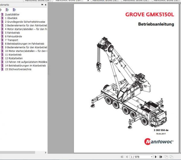 Manitowoc Grove Cranes GMK 5150L Operator Manuals DE 2