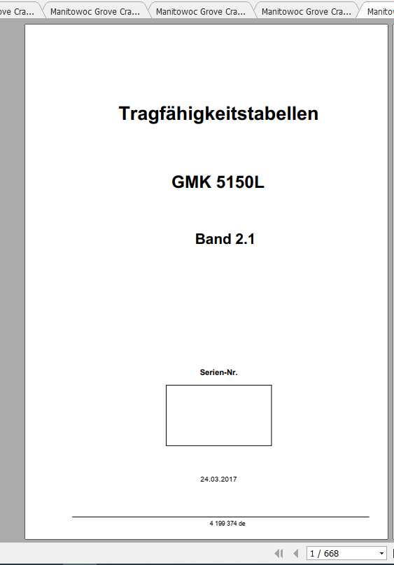 Manitowoc Grove Cranes GMK 5150L Operator Manuals DE 3