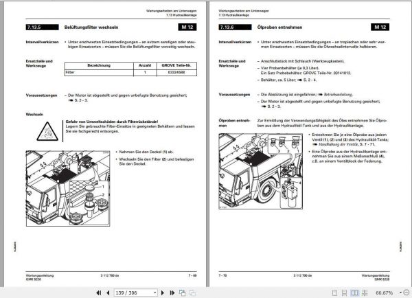 Manitowoc Grove Cranes GMK 5220 Maintenance Manuals DE 2