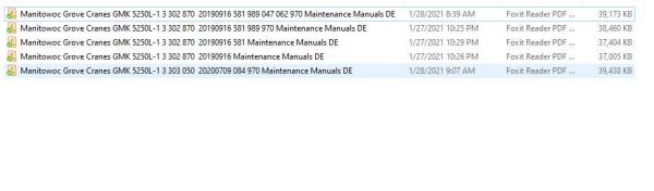 Manitowoc Grove Cranes GMK 5250L 1 Maintenance Manuals DE 1