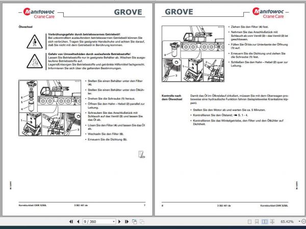 Manitowoc Grove Cranes GMK 5250L Maintenance Manuals DE 3