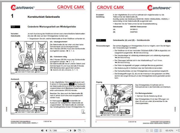 Manitowoc Grove Cranes GMK 5250XL 1 Maintenance Manuals DE 2