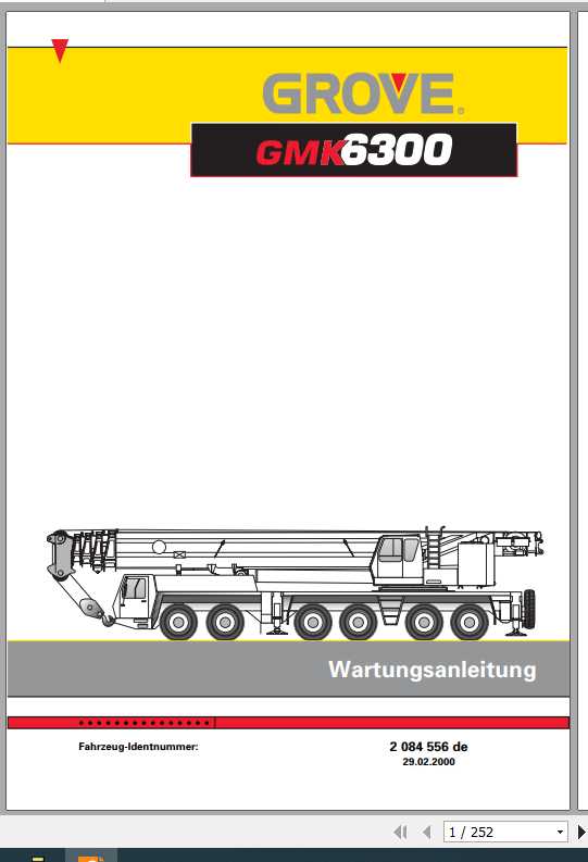 Manitowoc Grove Cranes GMK 6300 Maintenance Manuals 2084556 DE 1