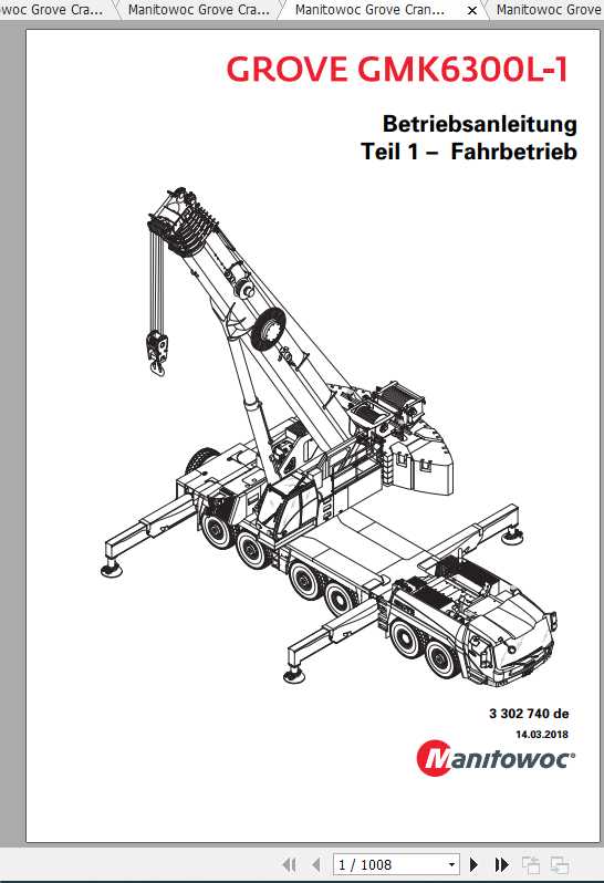 Manitowoc Grove Cranes GMK 6300L 1 Operator Manuals DE 1