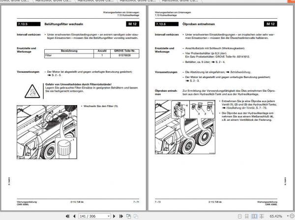 Manitowoc Grove Cranes GMK 6300L Maintenance Manuals DE 3