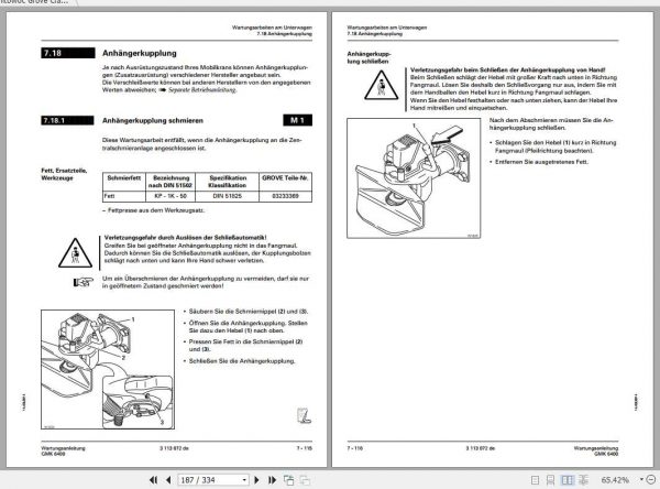 Manitowoc Grove Cranes GMK 6400 Maintenance Manuals DE 2