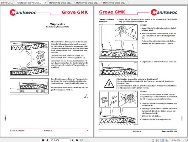 Manitowoc Grove Cranes GMK 6400 Operator Manuals DE 2