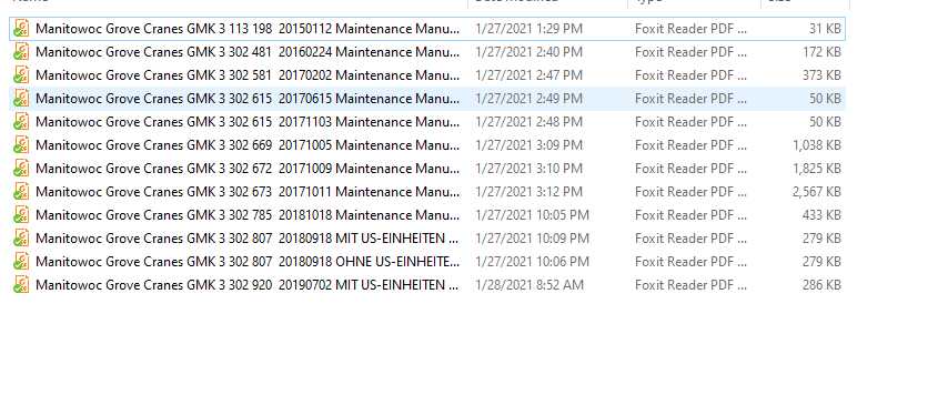 Manitowoc Grove Cranes GMK Maintenance Manuals DE 1
