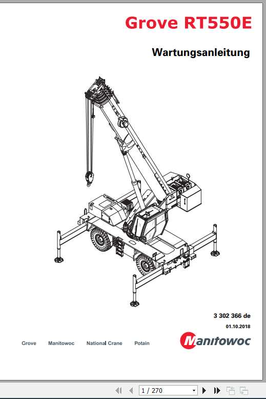 Manitowoc Grove Cranes GMK RT550E Maintenance Manuals 3302366 DE 1