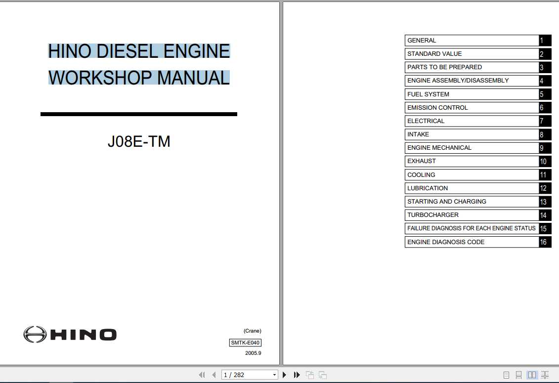 Manitowoc Grove Cranes Hino Diesel Engine J08E TM Workshop Manual 1