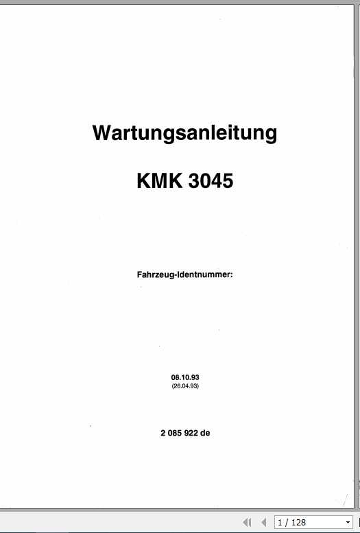 Manitowoc Grove Cranes KMK 3045 Maintenance Manuals 2085922 DE 1