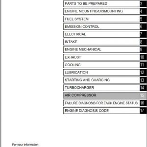 Manitowoc Grove Cranes Kobelco Diesel Engine J08E UV Shop Manual 1
