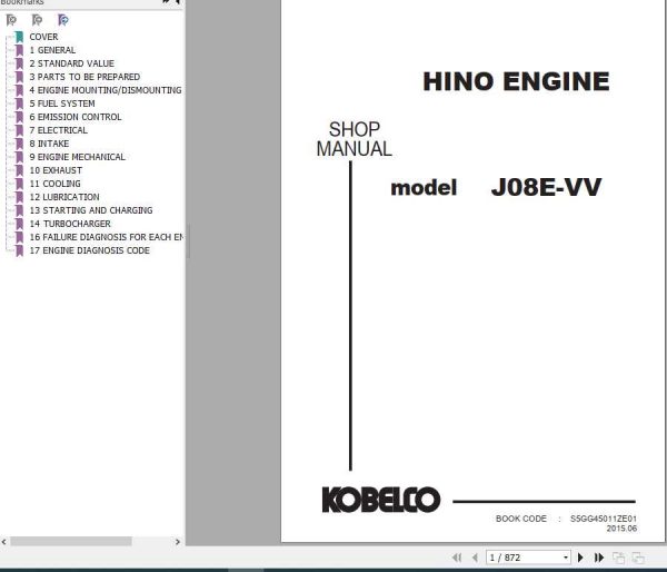 Manitowoc Grove Cranes Kobelco Diesel Engine J08E UV Shop Manual S5GG45011ZE02 1
