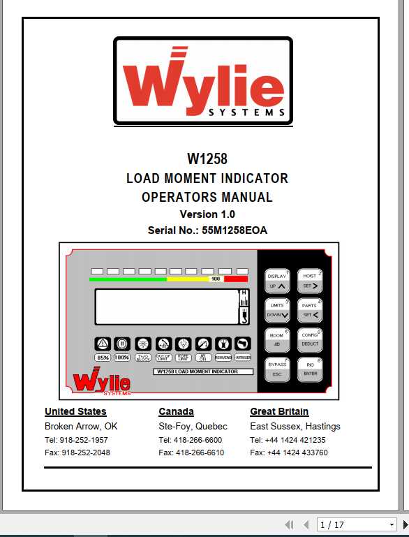 Manitowoc Load Moment Indicator W1258 Operator Manuals DE 1