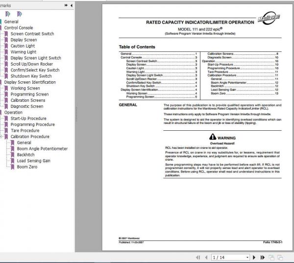 Manitowoc Rated Capacity Indicator 111 222 Operator Manual 1