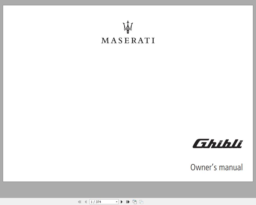 Maserati Ghibli 2018 Owner Manual 1