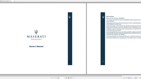 Maserati Grandsport Owner Manual 1